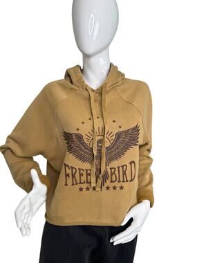 FREE BIRD Mineral-Washed Hoodie Trendy Comfort for Everyday Wear Camel M